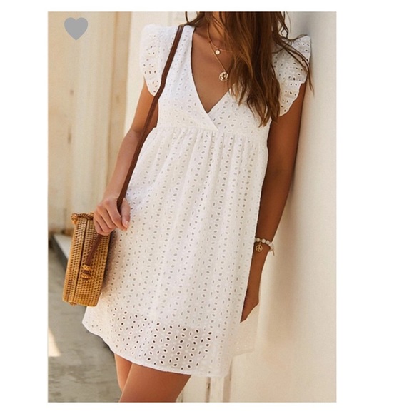 New Summers White Eyelet Dress - Picture 2 of 3